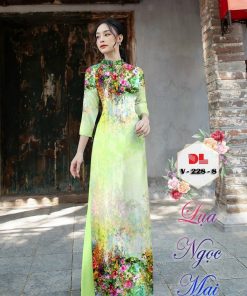 Alternative view of Vải áo dài hoa trên dưới dlv-228