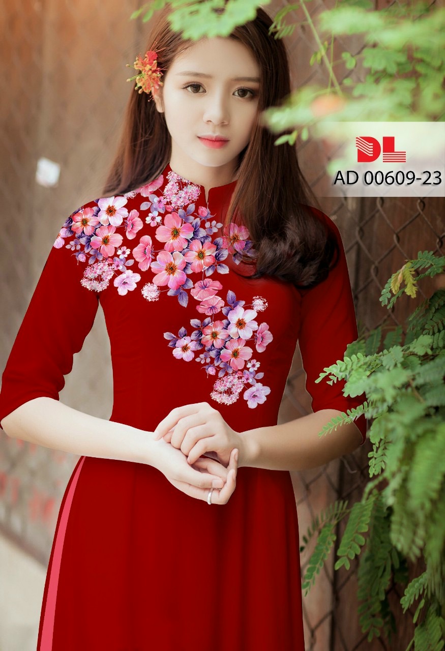 Vải áo dài hoa 3d dlad-00609 - Ảnh 2