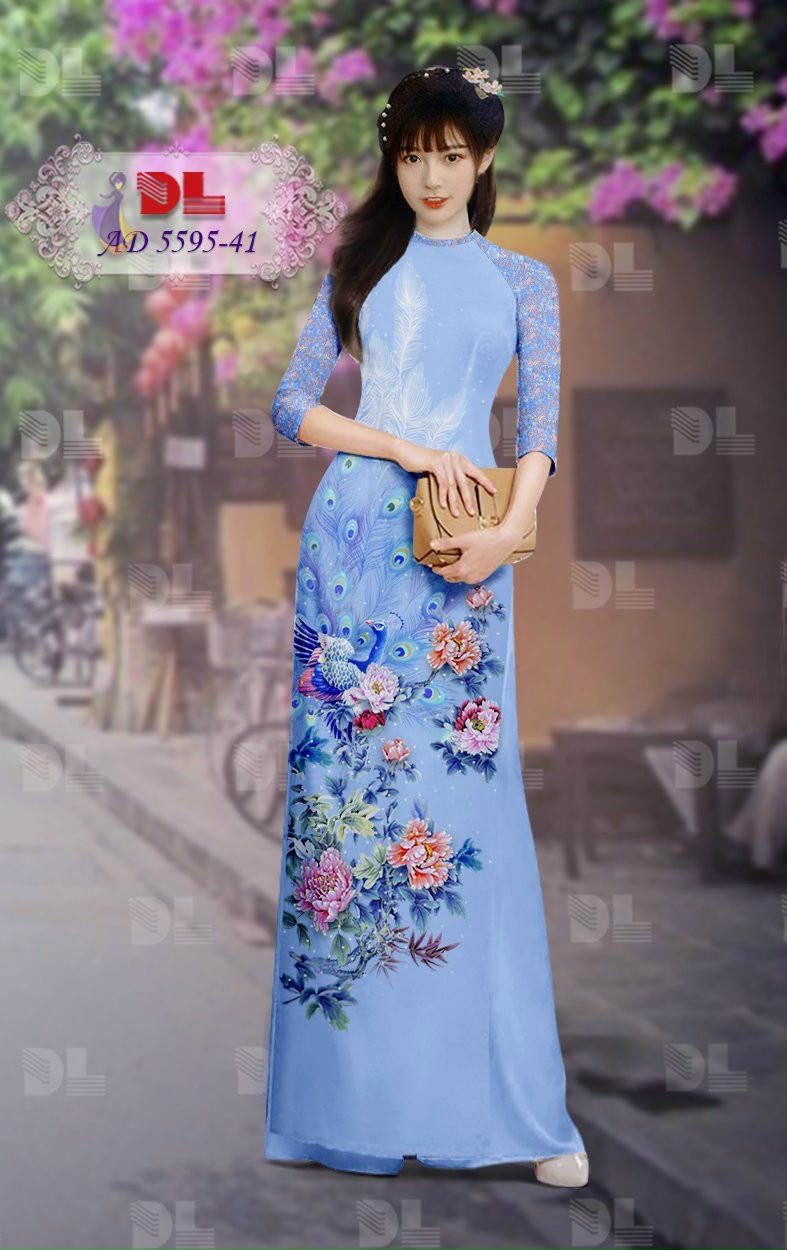 Vải áo dài chim công dlad-5595 - Ảnh 8