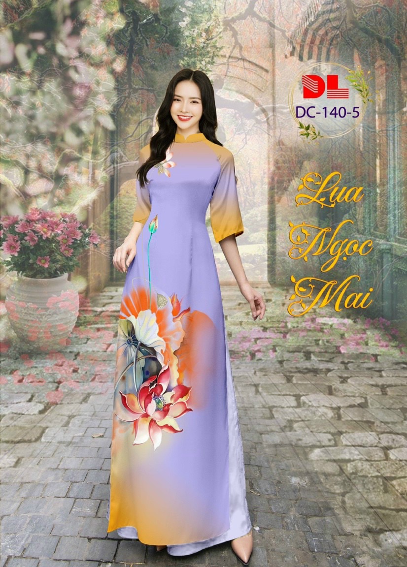 Vải áo dài hoa sen dldc-140 - Ảnh 2
