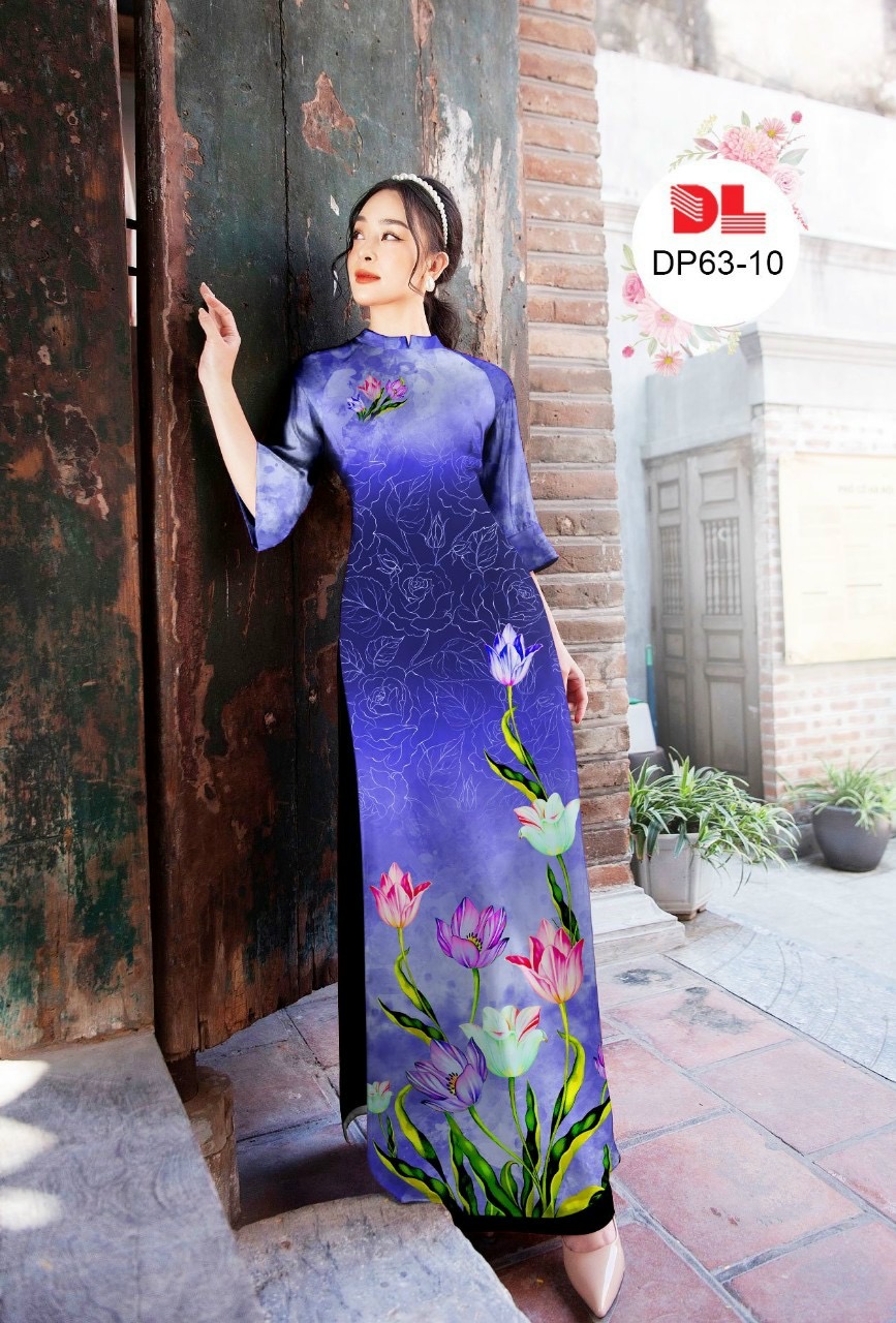 Vải áo dài hoa 3d dldp-63 - Ảnh 10