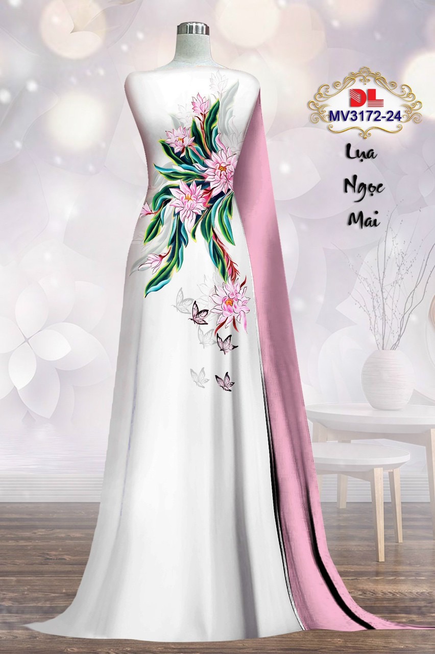 Vải áo dài hoa ngay eo dlmv-3172