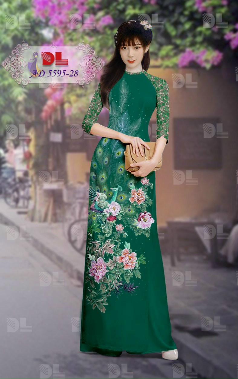 Vải áo dài chim công dlad-5595 - Ảnh 10