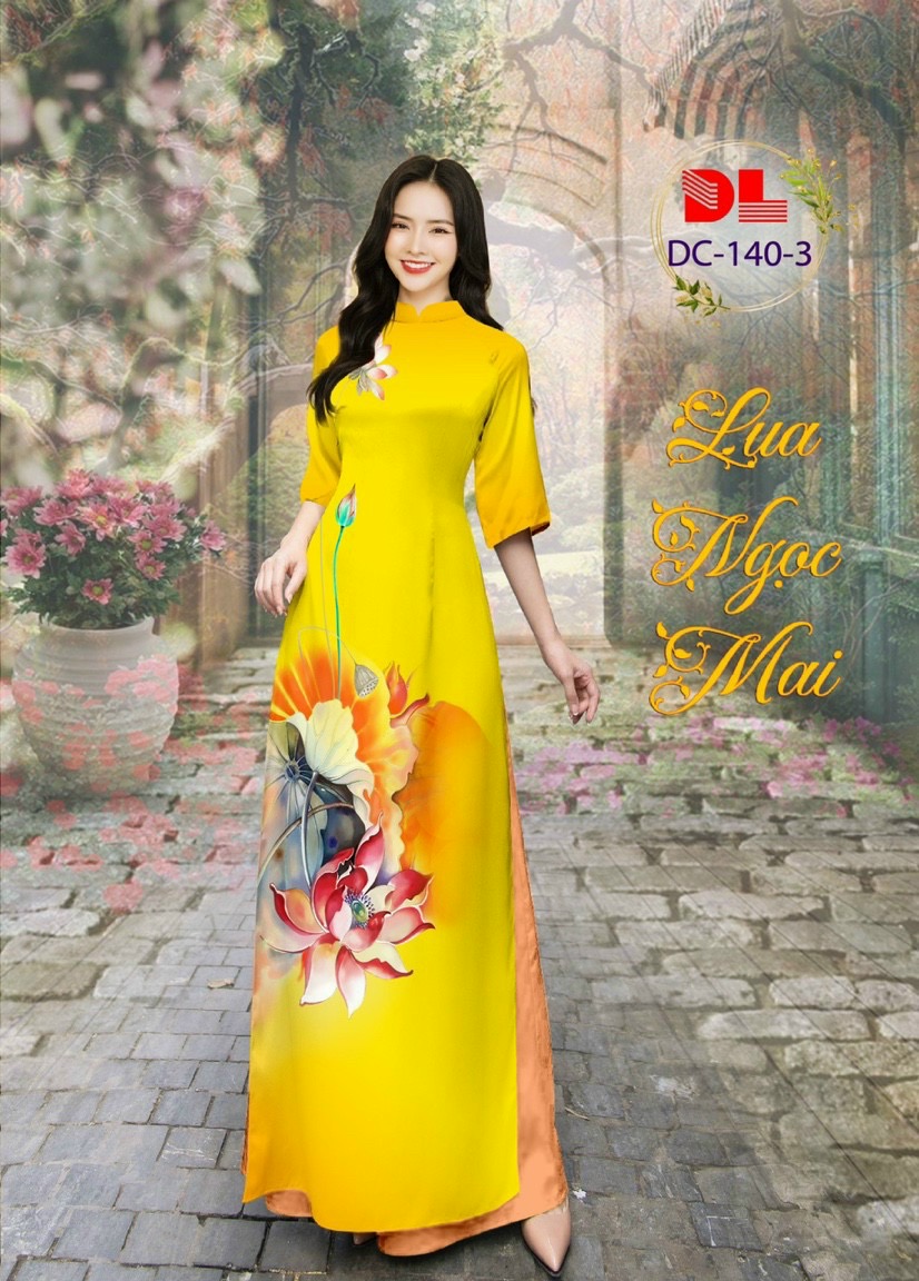 Vải áo dài hoa sen dldc-140