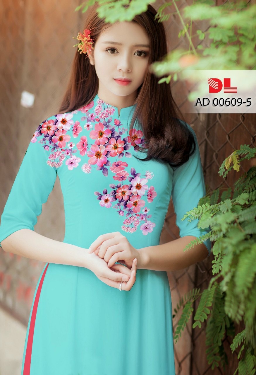 Vải áo dài hoa 3d dlad-00609 - Ảnh 6