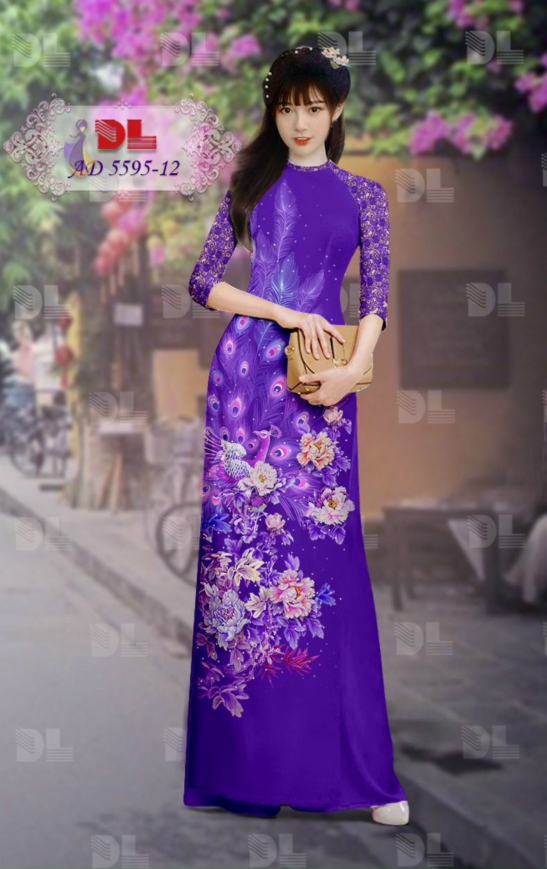 Vải áo dài chim công dlad-5595 - Ảnh 14