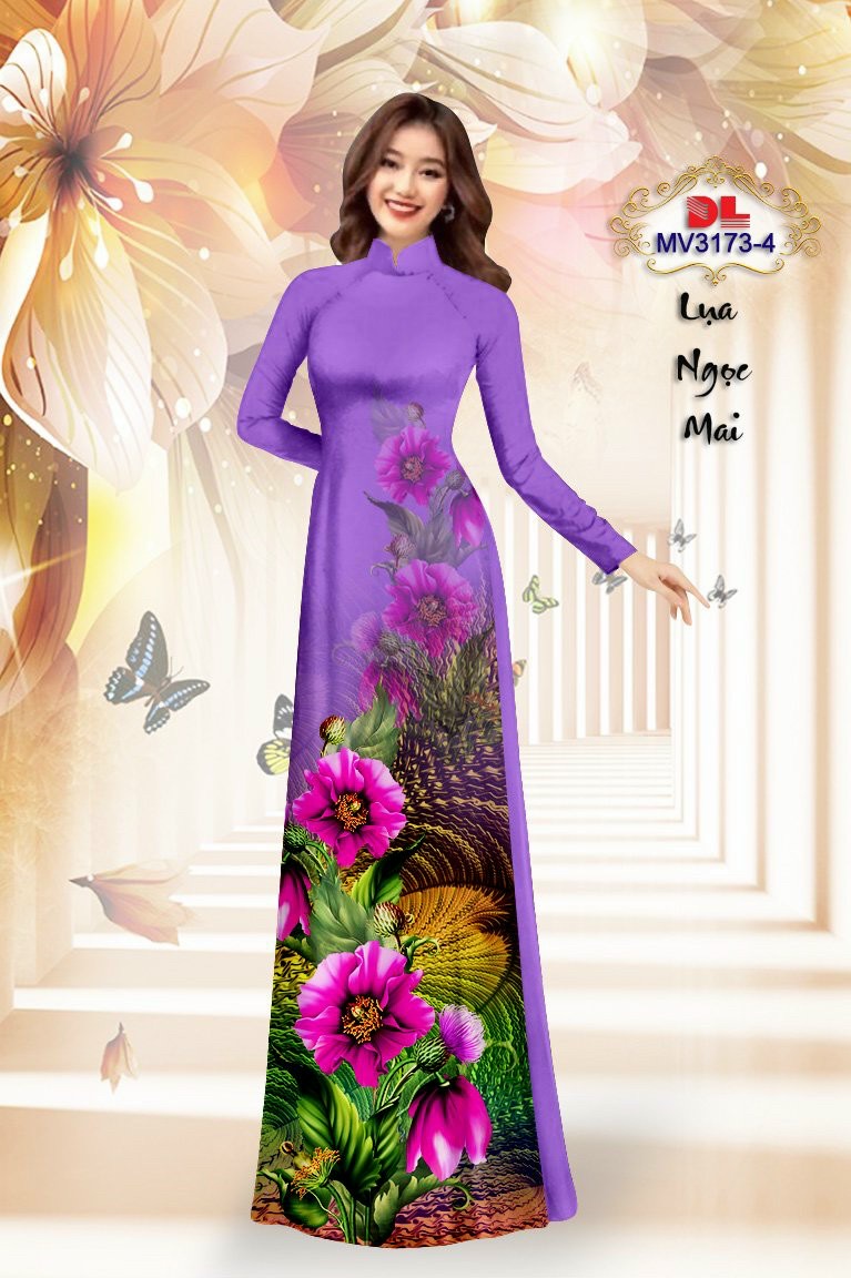 Vải áo dài hoa 3d dlmv-3173 - Ảnh 14