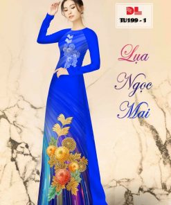 Vải áo dài hoa trên dưới dltu-199