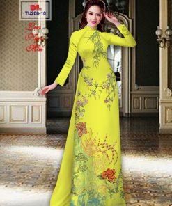 Vải áo dài hoa 3d DlTu-208