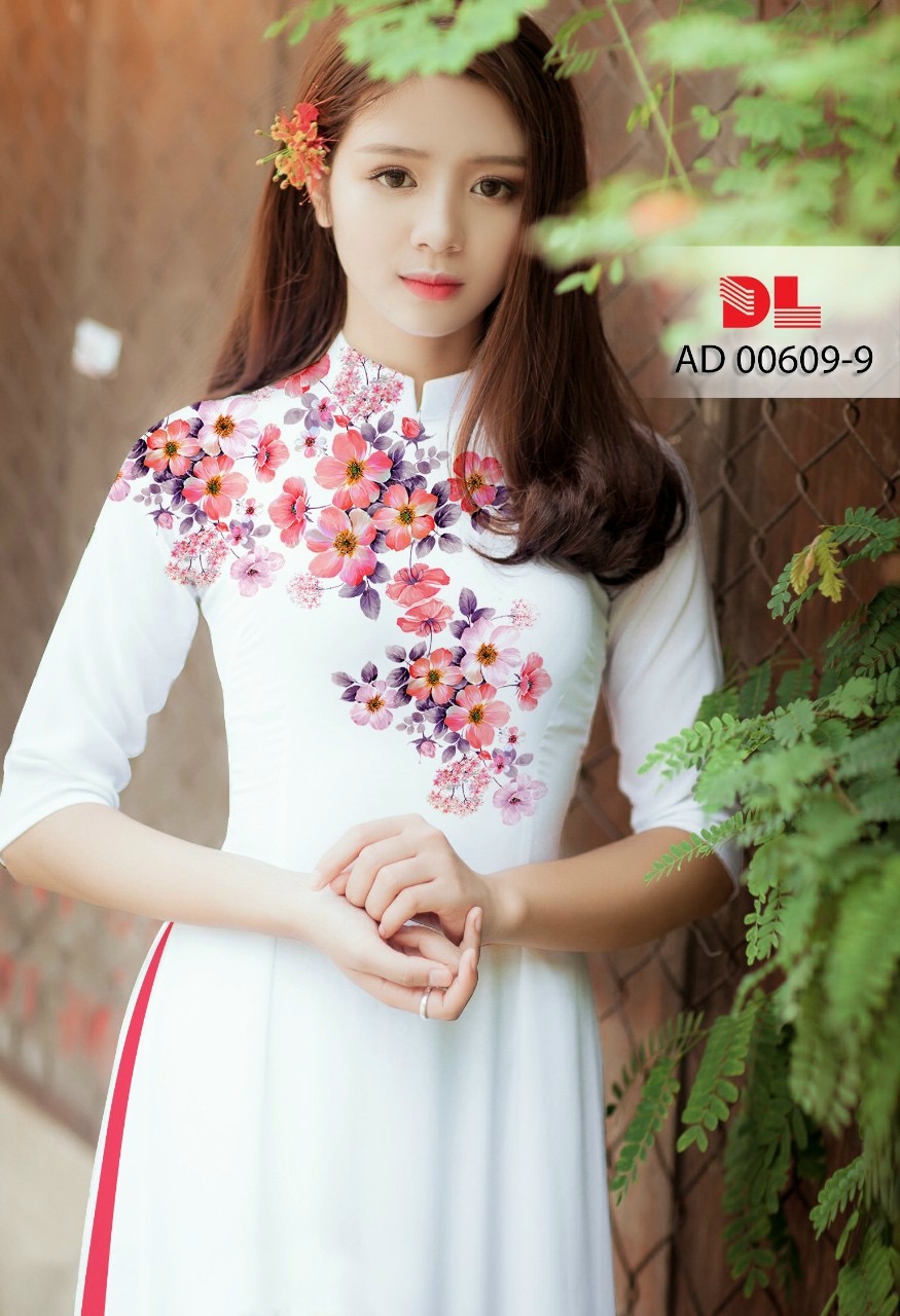 Vải áo dài hoa 3d dlad-00609 - Ảnh 4