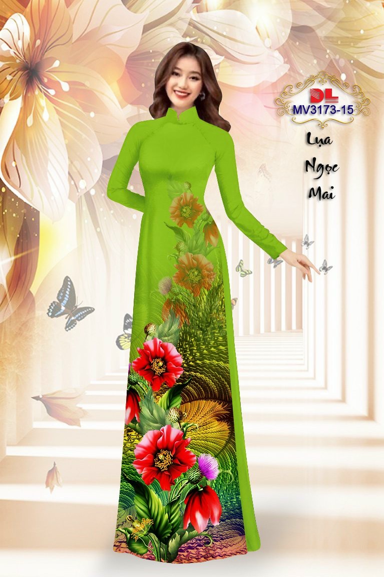Vải áo dài hoa 3d dlmv-3173 - Ảnh 6
