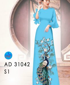 Vải áo dài chim công ad 31042