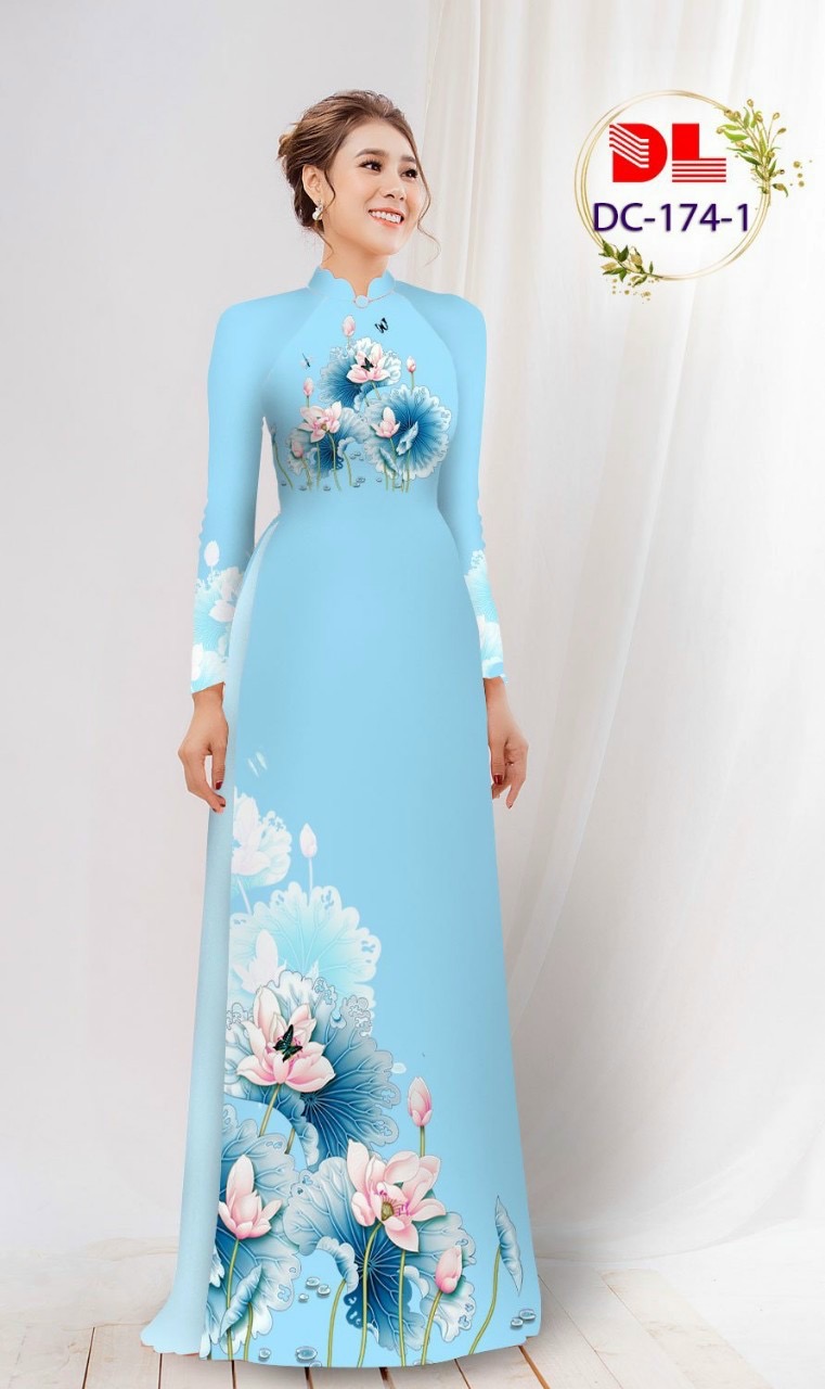 Vải áo dài hoa sen dldc-174
