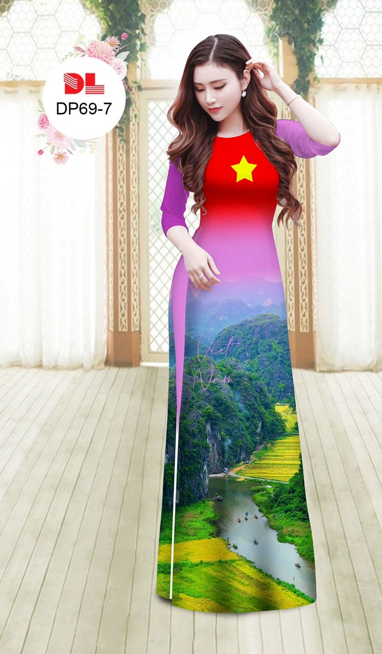 Vải áo dài phong cảnh dldp-69 - Ảnh 2
