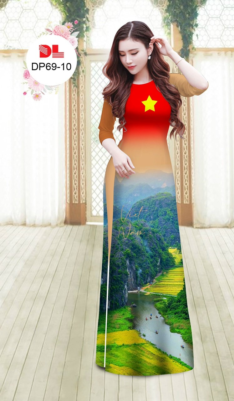 Vải áo dài phong cảnh dldp-69 - Ảnh 3