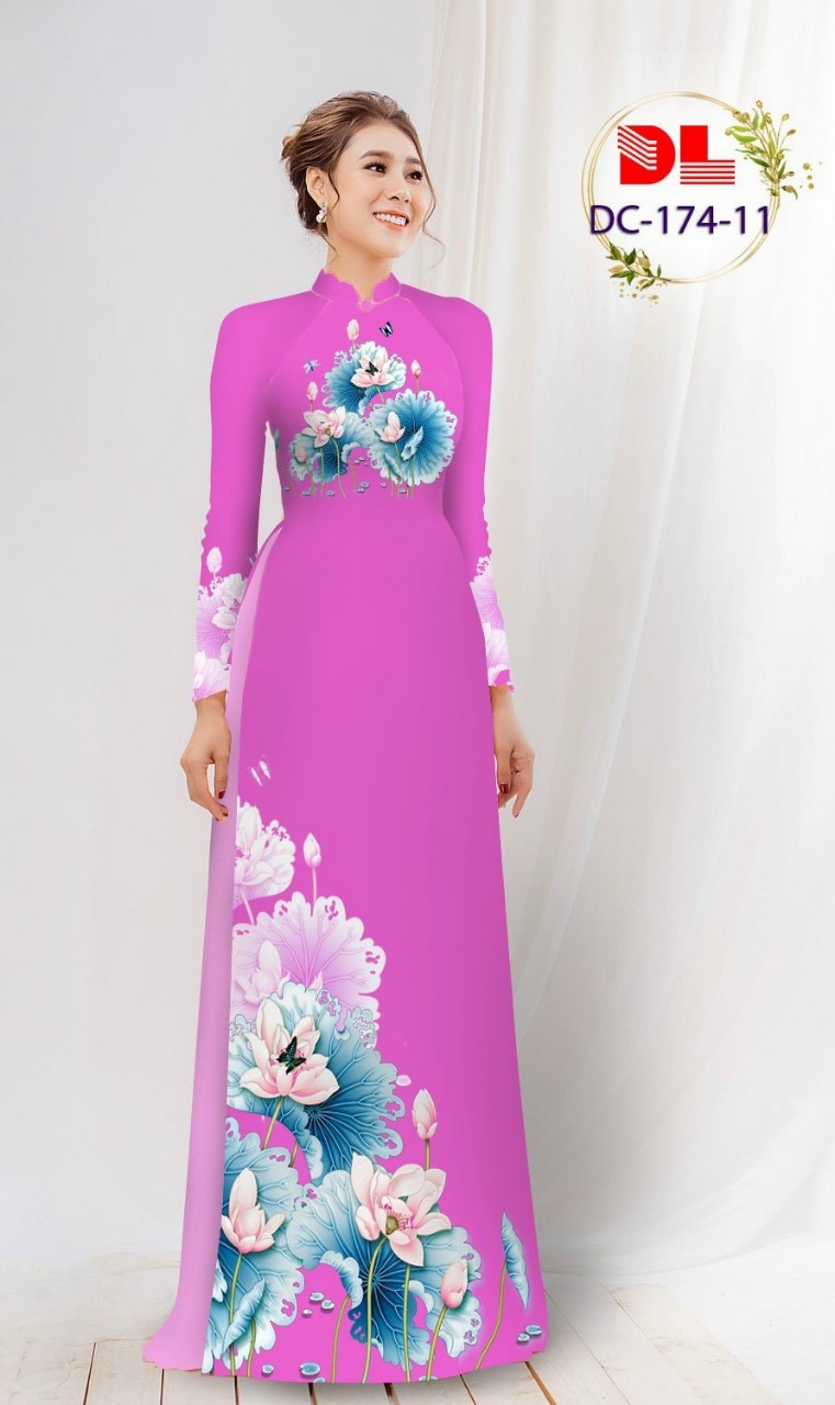 Vải áo dài hoa sen dldc-174 - Ảnh 3