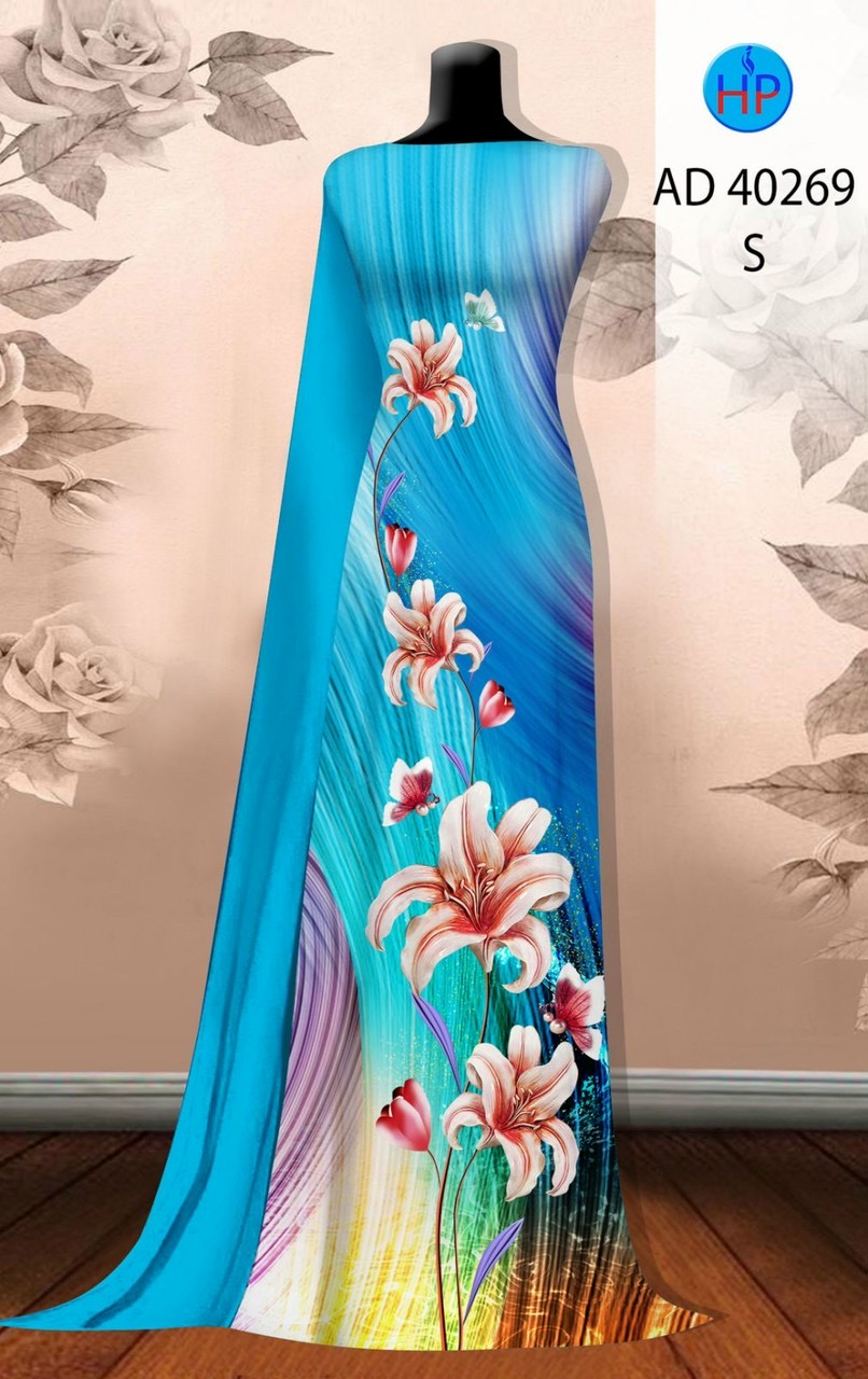 Vải áo dài hoa ly ad 40269 - Ảnh 10
