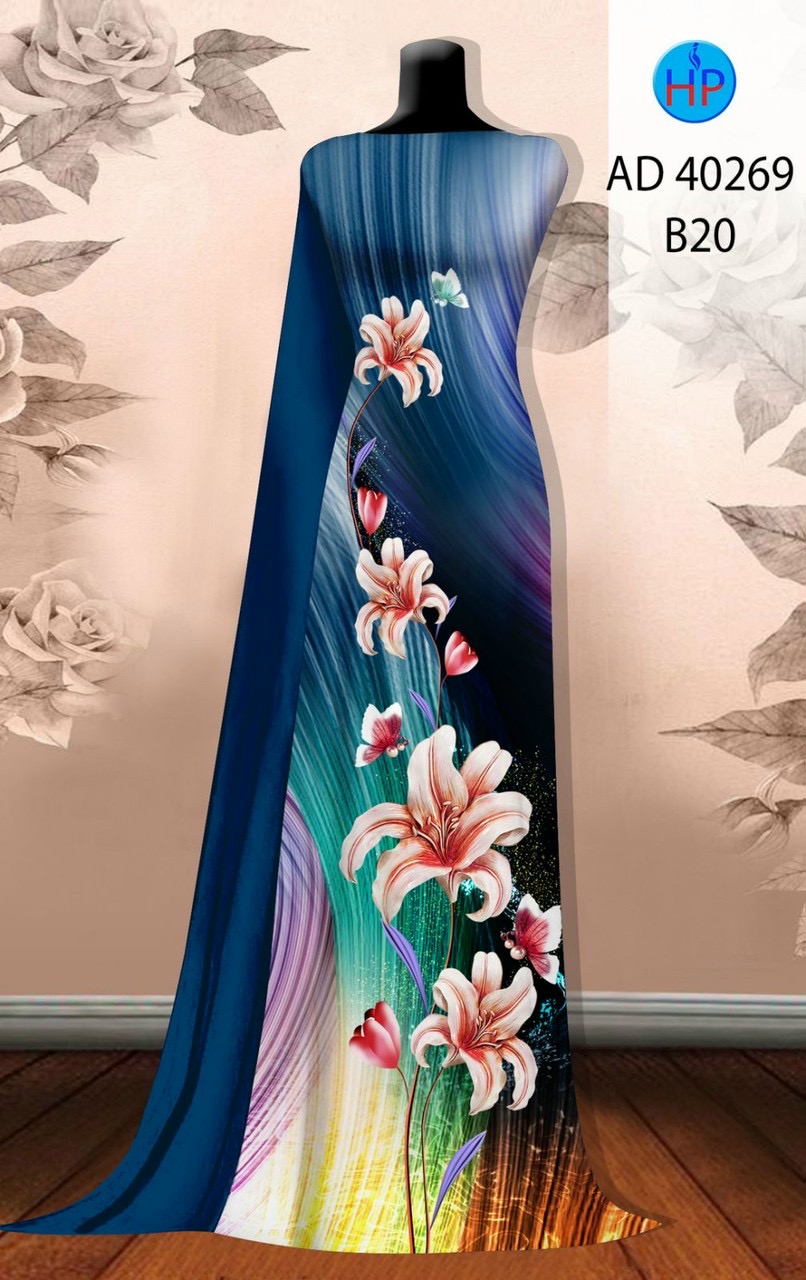 Vải áo dài hoa ly ad 40269 - Ảnh 2