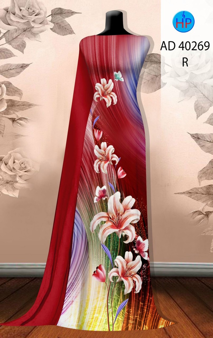 Vải áo dài hoa ly ad 40269 - Ảnh 14