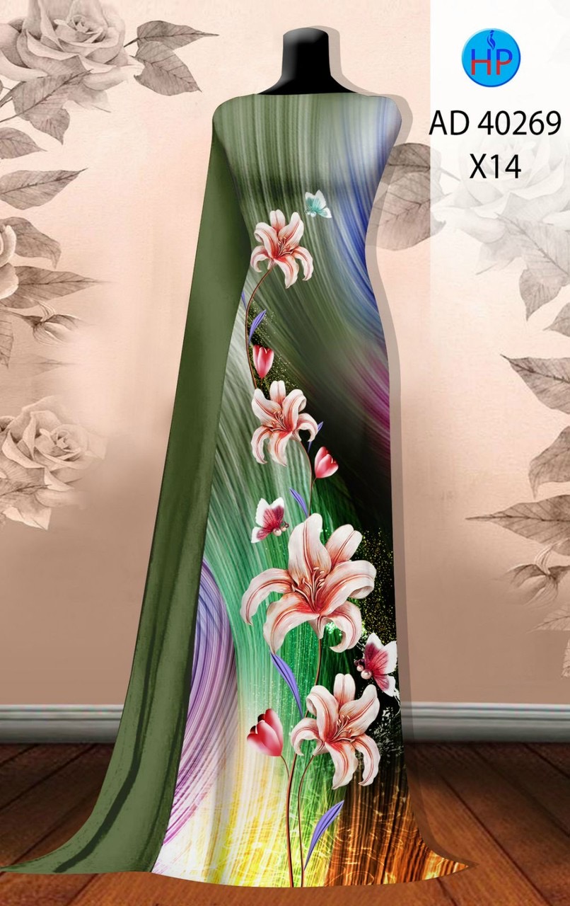 Vải áo dài hoa ly ad 40269 - Ảnh 11