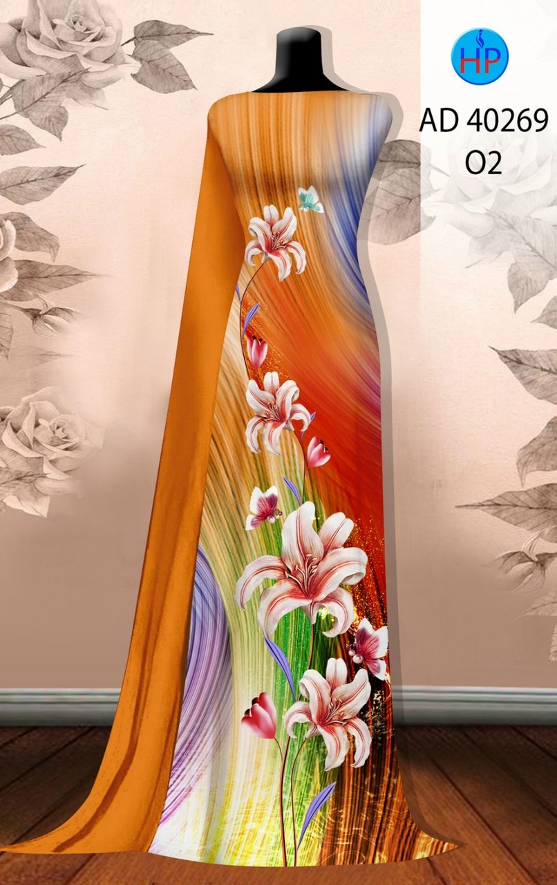 Vải áo dài hoa ly ad 40269 - Ảnh 3