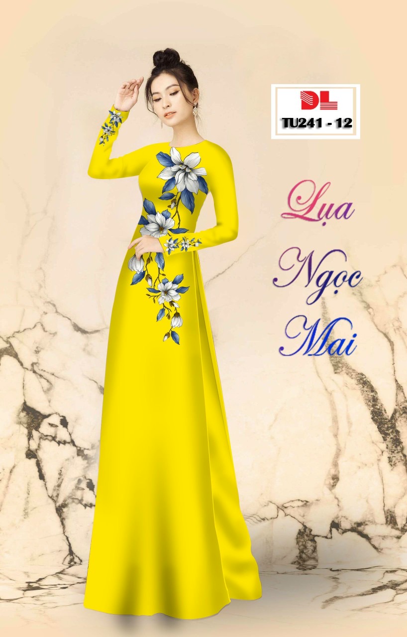Vải áo dài hoa 3d dltu-241 - Ảnh 13