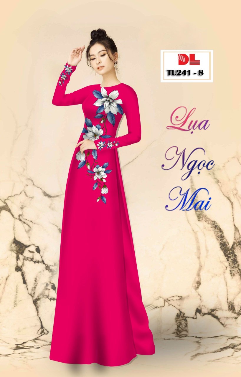 Vải áo dài hoa 3d dltu-241 - Ảnh 6