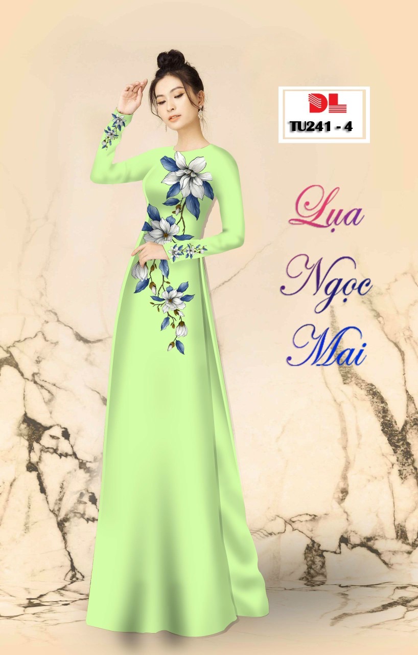 Vải áo dài hoa 3d dltu-241 - Ảnh 12