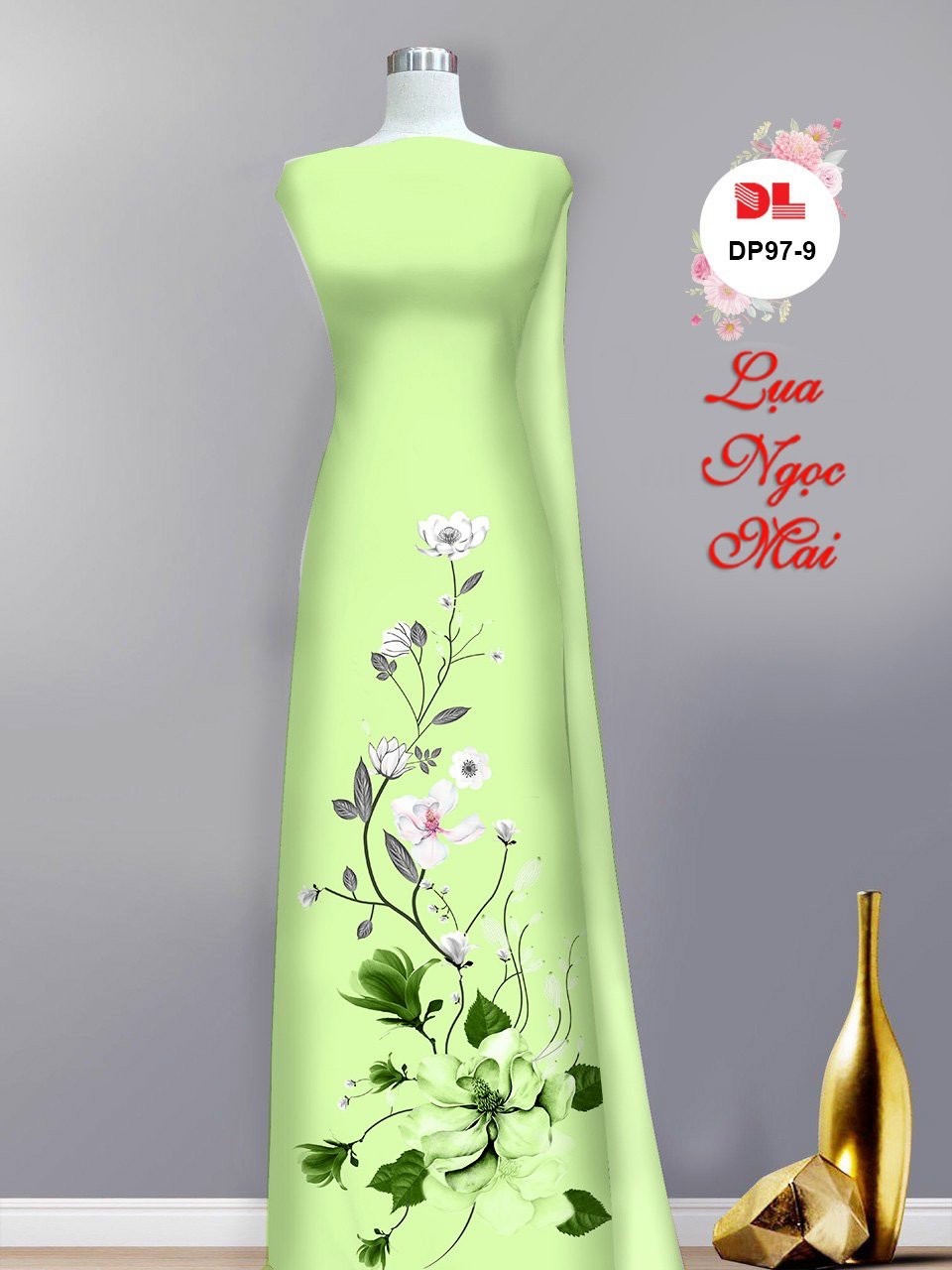Vải áo dài hoa 3d dldp-97 - Ảnh 9