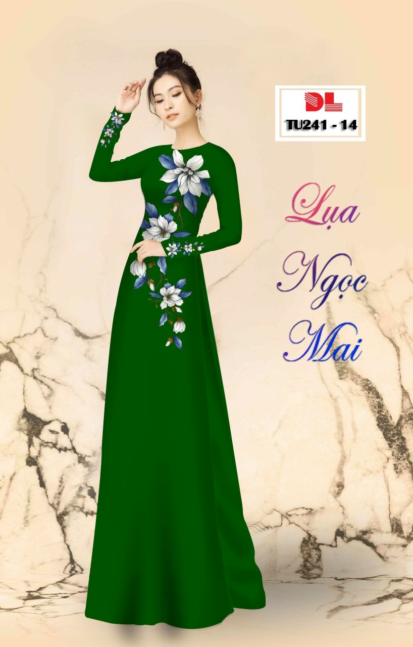 Vải áo dài hoa 3d dltu-241 - Ảnh 4