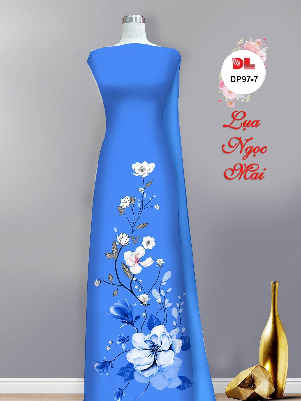 Vải áo dài hoa 3d dldp-97 - Ảnh 10