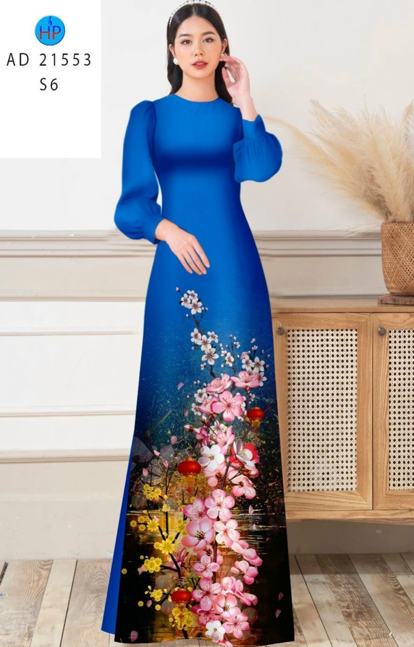 Vải áo dài hoa đào ad 21553 - Ảnh 7