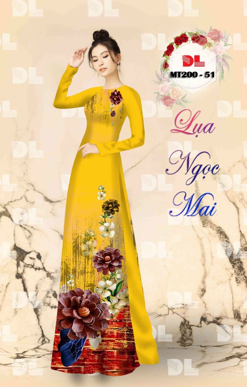 Vải áo dài hoa 3d dlmt-200 - Ảnh 13