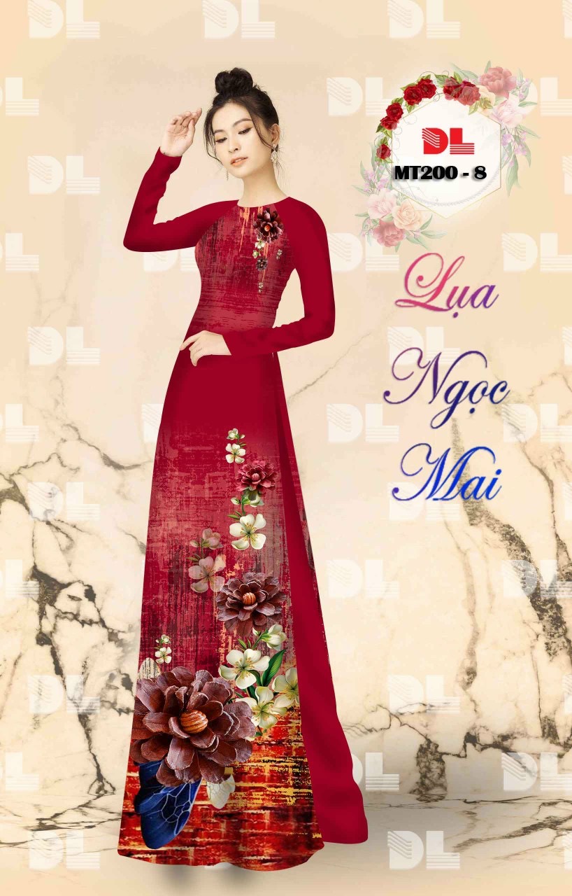 Vải áo dài hoa 3d dlmt-200 - Ảnh 8
