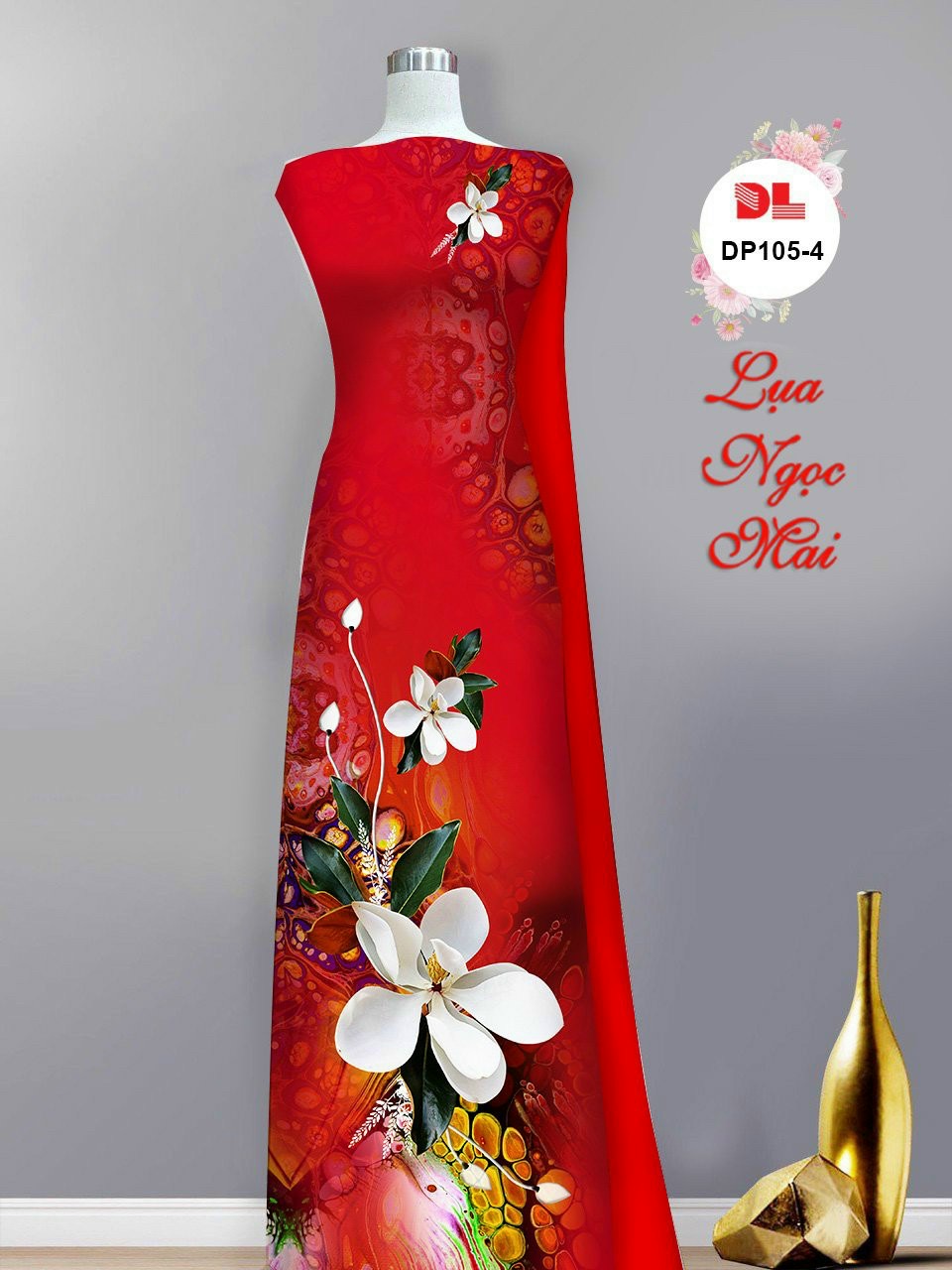 Vải áo dài hoa 3d dldp-105