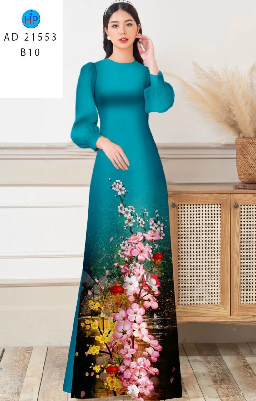 Vải áo dài hoa đào ad 21553 - Ảnh 19