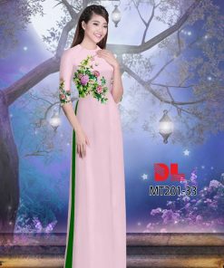 Vải áo dài hoa ngay eo dlmt-201