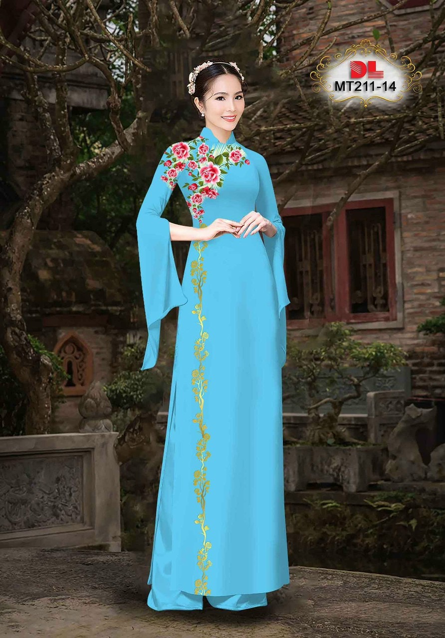 Vải áo dài hoa 3d dlmt-211 - Ảnh 5
