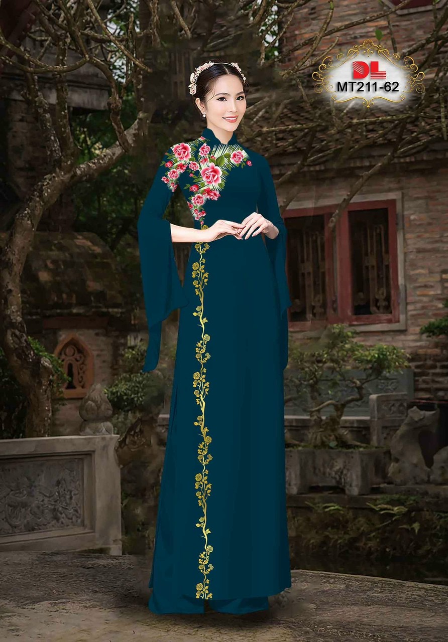 Vải áo dài hoa 3d dlmt-211 - Ảnh 8