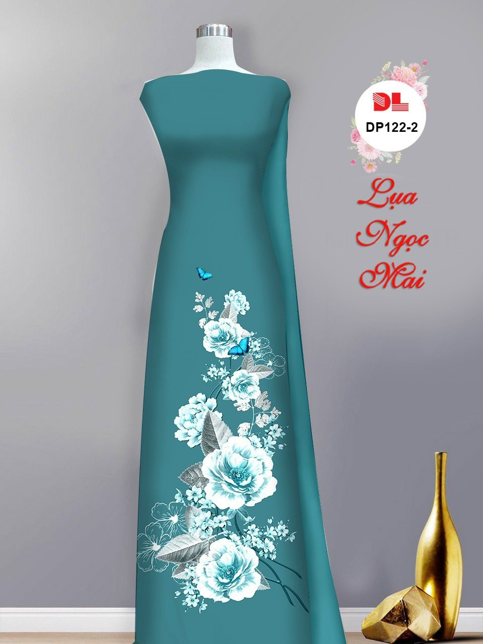 Vải áo dài hoa 3d dldp-122 - Ảnh 14