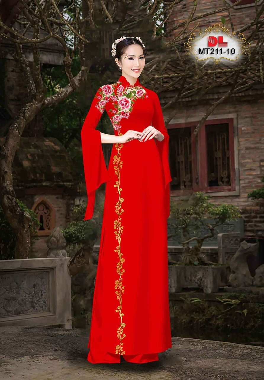 Vải áo dài hoa 3d dlmt-211 - Ảnh 9