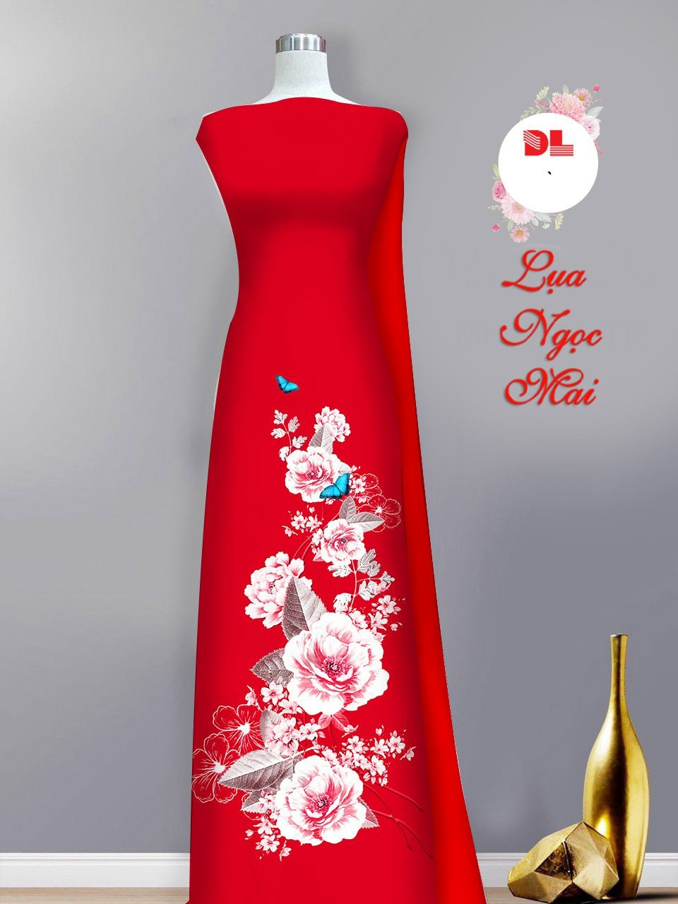 Vải áo dài hoa 3d dldp-122 - Ảnh 11
