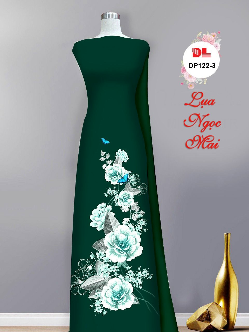 Vải áo dài hoa 3d dldp-122 - Ảnh 8