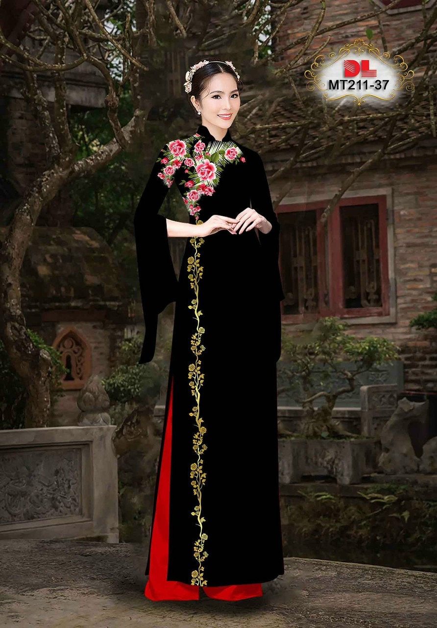 Vải áo dài hoa 3d dlmt-211 - Ảnh 6