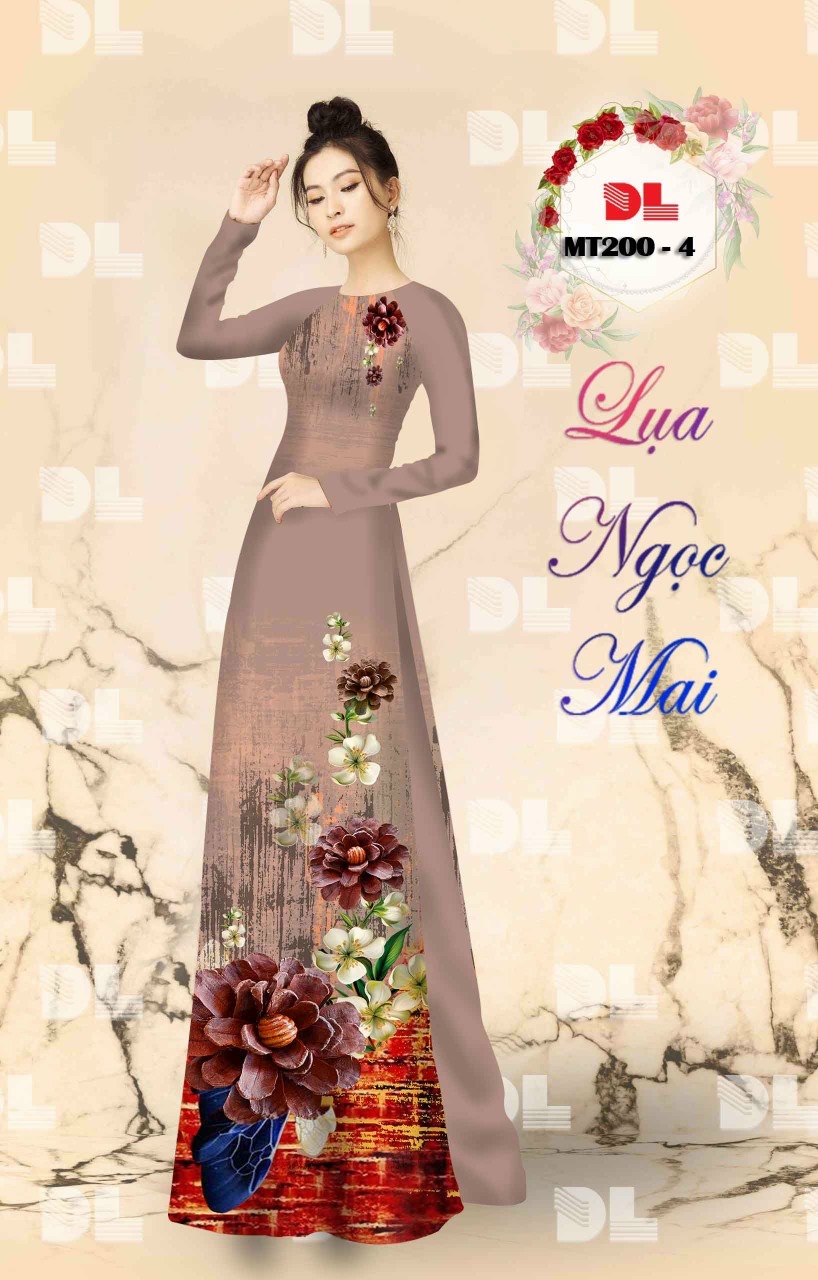 Vải áo dài hoa 3d dlmt-200