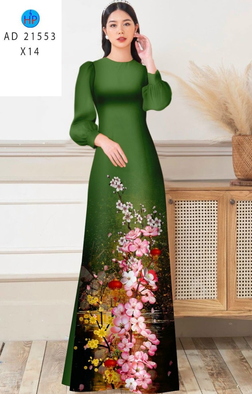 Vải áo dài hoa đào ad 21553 - Ảnh 18