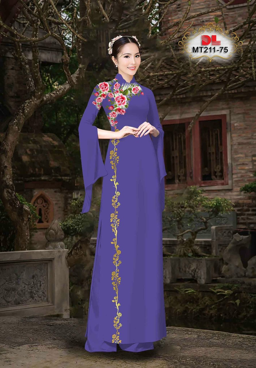 Vải áo dài hoa 3d dlmt-211 - Ảnh 13