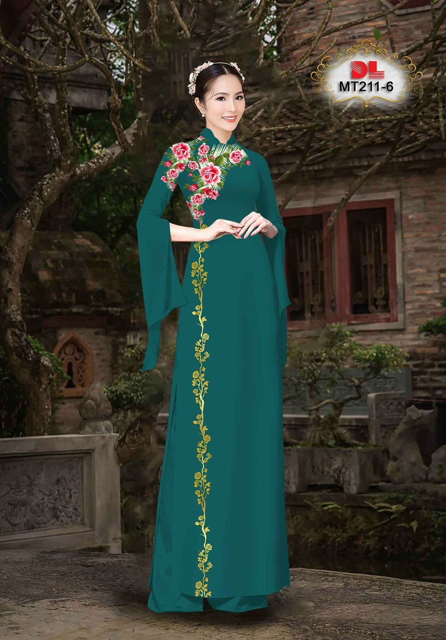 Vải áo dài hoa 3d dlmt-211 - Ảnh 7