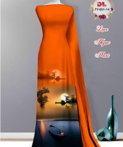 Vải áo dài phong cảnh dlty-051