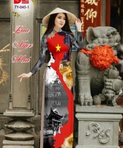 Vải áo dài phong cảnh dlty-045